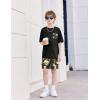 Arshiner Boys’ 2-Piece Cotton Outfit Short Sleeve Crewneck T-Shirt & Cargo Shorts Set Summer Casual Clothes for Kids 5-13(Black&green Camo)