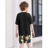 Arshiner Boys’ 2-Piece Cotton Outfit Short Sleeve Crewneck T-Shirt & Cargo Shorts Set Summer Casual Clothes for Kids 5-13(Black&green Camo)