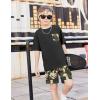 Arshiner Boys’ 2-Piece Cotton Outfit Short Sleeve Crewneck T-Shirt & Cargo Shorts Set Summer Casual Clothes for Kids 5-13(Black&green Camo)
