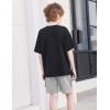 Arshiner Boys’ 2-Piece Cotton Outfit Short Sleeve Crewneck T-Shirt & Cargo Shorts Set Summer Casual Clothes for Kids 5-13(Black&grey)