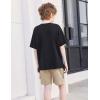 Arshiner Boys’ 2-Piece Cotton Outfit Short Sleeve Crewneck T-Shirt & Cargo Shorts Set Summer Casual Clothes for Kids 5-13(Black&khaki)