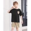 Arshiner Boys’ 2-Piece Cotton Outfit Short Sleeve Crewneck T-Shirt & Cargo Shorts Set Summer Casual Clothes for Kids 5-13(Black&khaki)