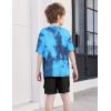 Arshiner Boys’ 2-Piece Cotton Outfit Short Sleeve Crewneck T-Shirt & Cargo Shorts Set Summer Casual Clothes for Kids 5-13(Indigo Tie-dye&black)