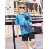 Arshiner Boys’ 2-Piece Cotton Outfit Short Sleeve Crewneck T-Shirt & Cargo Shorts Set Summer Casual Clothes for Kids 5-13(Indigo Tie-dye&black)