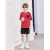 Arshiner Boys’ 2-Piece Cotton Outfit Short Sleeve Crewneck T-Shirt & Cargo Shorts Set Summer Casual Clothes for Kids 5-13(Red&black)