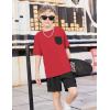 Arshiner Boys’ 2-Piece Cotton Outfit Short Sleeve Crewneck T-Shirt & Cargo Shorts Set Summer Casual Clothes for Kids 5-13(Red&black)