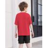 Arshiner Boys’ 2-Piece Cotton Outfit Short Sleeve Crewneck T-Shirt & Cargo Shorts Set Summer Casual Clothes for Kids 5-13(Red&black)