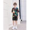 Arshiner Boys’ 2-Piece Cotton Outfit Short Sleeve Crewneck T-Shirt & Cargo Shorts Set Summer Casual Clothes for Kids 5-13(Splash-ink Printing&black)