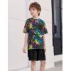 Arshiner Boys’ 2-Piece Cotton Outfit Short Sleeve Crewneck T-Shirt & Cargo Shorts Set Summer Casual Clothes for Kids 5-13(Splash-ink Printing&black)