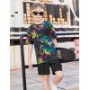 Arshiner Boys’ 2-Piece Cotton Outfit Short Sleeve Crewneck T-Shirt & Cargo Shorts Set Summer Casual Clothes for Kids 5-13(Splash-ink Printing&black)