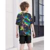 Arshiner Boys’ 2-Piece Cotton Outfit Short Sleeve Crewneck T-Shirt & Cargo Shorts Set Summer Casual Clothes for Kids 5-13(Splash-ink Printing&black)
