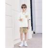 Arshiner Boys’ 2-Piece Cotton Outfit Short Sleeve Crewneck T-Shirt & Cargo Shorts Set Summer Casual Clothes for Kids 5-13(White&khaki)