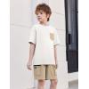 Arshiner Boys’ 2-Piece Cotton Outfit Short Sleeve Crewneck T-Shirt & Cargo Shorts Set Summer Casual Clothes for Kids 5-13(White&khaki)