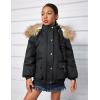 Arshiner Kids Girls Winter Coats Warm Thick Padded Hooded Fleece Lined Puffer Parka Jacket(Black)
