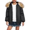 Arshiner Kids Girls Winter Coats Warm Thick Padded Hooded Fleece Lined Puffer Parka Jacket(Black)