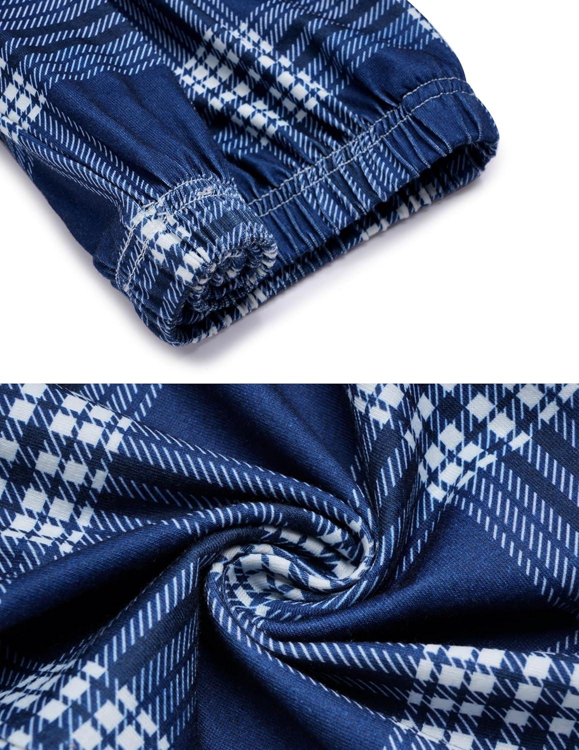image:imageArshiner Boys Blue Plaid Pajama Pants Long Plaid PJ Bottoms Boys Sleepwear Blue and White Plaid Lounge Pants with Pockets 89 Years