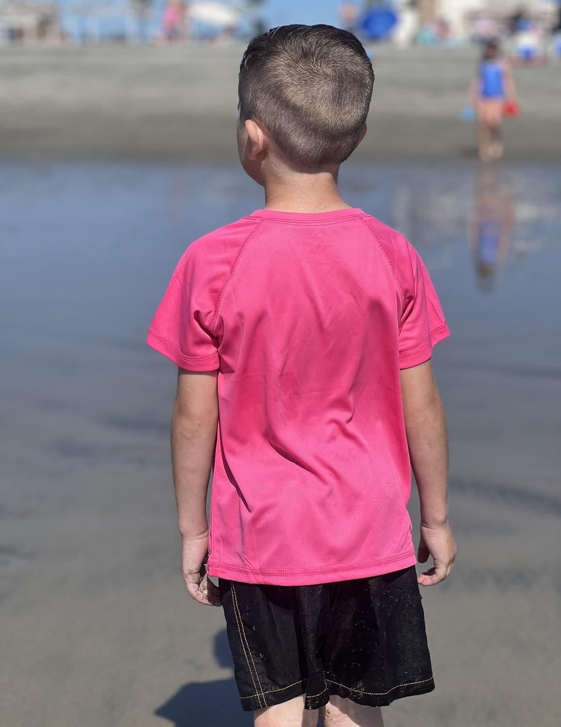 image:imageArshiner Boys UPF 50 Rash Guard Swim Shirts Short Sleeve Quick Dry UV Protection Sun Shirt for Boys and GirlsRose Pink