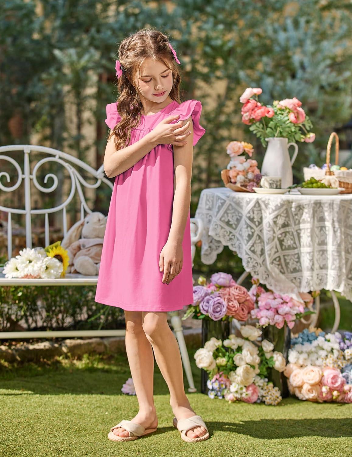 image:imageArshiner Girls Nightgowns Cute Ruffle Short Sleeves Princess Pajamas Nightdress SleepwearRose Red