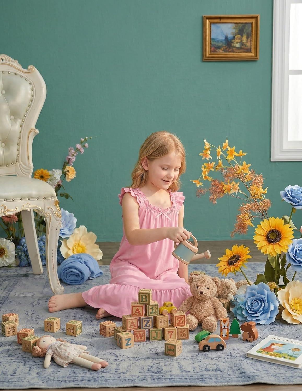 image:imageArshiner Girls Nightgowns Pajama Dress Cute Ruffle Sleepwear Soft Night GownsPink