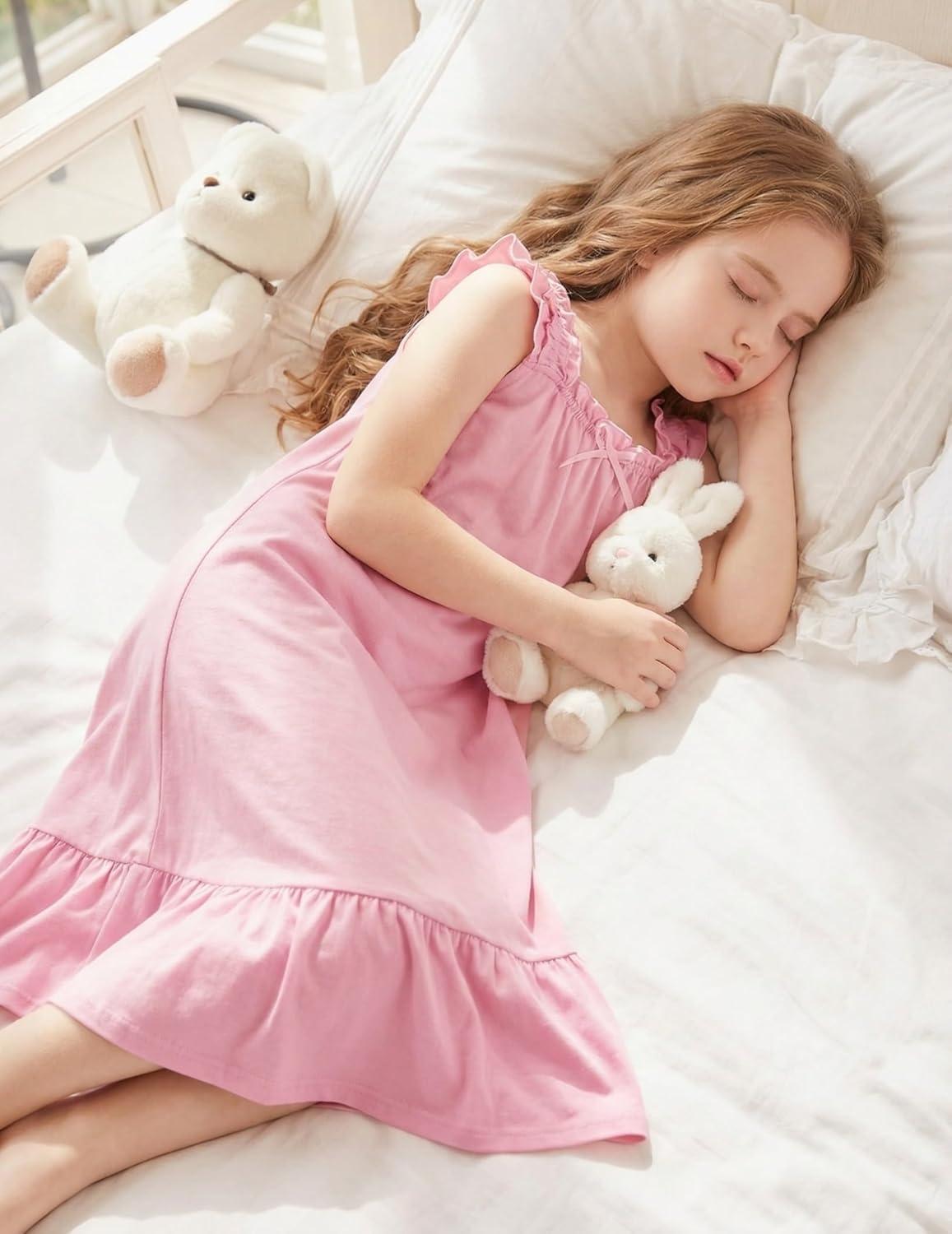 image:imageArshiner Girls Nightgowns Pajama Dress Cute Ruffle Sleepwear Soft Night GownsPink