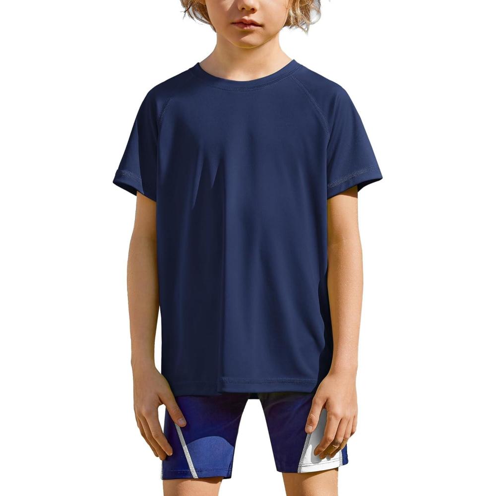 image:imageArshiner Boys UPF 50 Rash Guard Swim Shirts Short Sleeve Quick Dry UV Protection Sun Shirt for Boys and GirlsNavy Blue