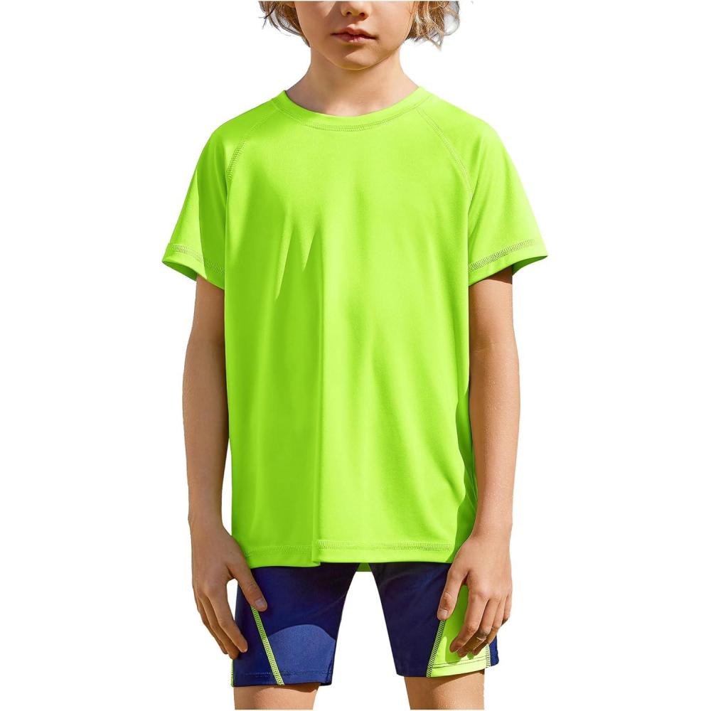 image:imageArshiner Boys UPF 50 Rash Guard Swim Shirts Short Sleeve Quick Dry UV Protection Sun Shirt for Boys and GirlsNeon Yellow