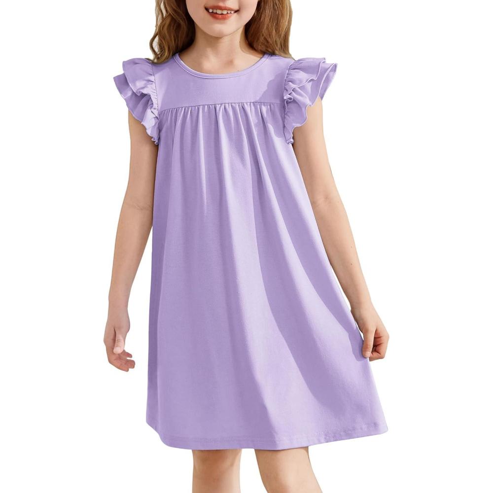 image:imageArshiner Girls Nightgowns Cute Ruffle Short Sleeves Princess Pajamas Nightdress SleepwearPurple