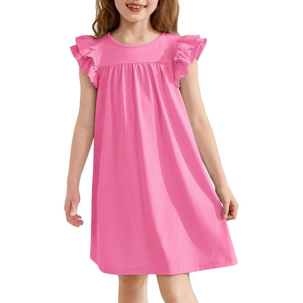image:imageArshiner Girls Nightgowns Cute Ruffle Short Sleeves Princess Pajamas Nightdress SleepwearRose Red