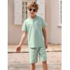 Arshiner Boy’s 2 Pieces Linen Set Casual Henley Shirts Short Sleeve Beach Shorts Summer Shorts Outfits