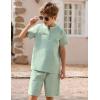 Arshiner Boy’s 2 Pieces Linen Set Casual Henley Shirts Short Sleeve Beach Shorts Summer Shorts Outfits