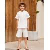 Arshiner Boy’s 2 Pieces Linen Set Casual Henley Shirts Short Sleeve Beach Shorts Summer Shorts Outfits 5-6 Years