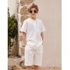 Arshiner Boy’s 2 Pieces Linen Set Casual Henley Shirts Short Sleeve Beach Shorts Summer Shorts Outfits 5-6 Years