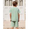 Arshiner Boy’s 2 Pieces Linen Set Casual Henley Shirts Short Sleeve Beach Shorts Summer Shorts Outfits
