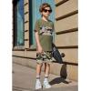 Arshiner Boys’ 2-Piece Cotton Outfit Color Block T-Shirt and Shorts Set Summer Camo Clothes for Kids 5-14 Years(Army Green)