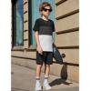 Arshiner Boys’ 2-Piece Cotton Outfit Color Block T-Shirt and Shorts Set Summer Camo Clothes for Kids 5-14 Years(Black & Grey & White)