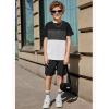 Arshiner Boys’ 2-Piece Cotton Outfit Color Block T-Shirt and Shorts Set Summer Camo Clothes for Kids 5-14 Years(Black & Grey & White)