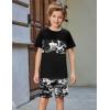 Arshiner Boys’ 2-Piece Cotton Outfit Color Block T-Shirt and Shorts Set Summer Camo Clothes for Kids 5-14 Years(Black – Grey Camouflage)