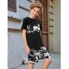 Arshiner Boys’ 2-Piece Cotton Outfit Color Block T-Shirt and Shorts Set Summer Camo Clothes for Kids 5-14 Years(Black – Grey Camouflage)