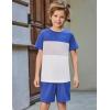 Arshiner Boys’ 2-Piece Cotton Outfit Color Block T-Shirt and Shorts Set Summer Camo Clothes for Kids 5-14 Years(Blue & Grey & White)