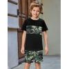 Arshiner Boys’ 2-Piece Cotton Outfit Color Block T-Shirt and Shorts Set Summer Camo Clothes for Kids 5-14 Years(Camo – Black & Army Green)
