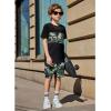 Arshiner Boys’ 2-Piece Cotton Outfit Color Block T-Shirt and Shorts Set Summer Camo Clothes for Kids 5-14 Years(Camo – Black & Army Green)
