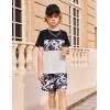 Arshiner Boys’ 2-Piece Cotton Outfit Color Block T-Shirt and Shorts Set Summer Camo Clothes for Kids 5-14 Years(Camouflage – Black Grey)