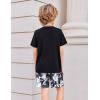 Arshiner Boys’ 2-Piece Cotton Outfit Color Block T-Shirt and Shorts Set Summer Camo Clothes for Kids 5-14 Years(Camouflage – Black Grey)