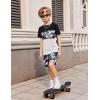 Arshiner Boys’ 2-Piece Cotton Outfit Color Block T-Shirt and Shorts Set Summer Camo Clothes for Kids 5-14 Years(Camouflage – Black Grey)