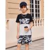 Arshiner Boys’ 2-Piece Cotton Outfit Color Block T-Shirt and Shorts Set Summer Camo Clothes for Kids 5-14 Years(Camouflage – Black Grey)