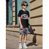 Arshiner Boys’ 2-Piece Cotton Outfit Color Block T-Shirt and Shorts Set Summer Camo Clothes for Kids 5-14 Years(Camouflage – Blue)