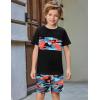 Arshiner Boys’ 2-Piece Cotton Outfit Color Block T-Shirt and Shorts Set Summer Camo Clothes for Kids 5-14 Years(Camouflage – Blue)