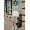 Arshiner Boys’ 2-Piece Cotton Outfit Color Block T-Shirt and Shorts Set Summer Camo Clothes for Kids 5-14 Years(Green & Grey & White)