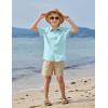 Arshiner Boys Button Down Shirt 100% Cotton Short Sleeve Shirt Solid Summer Beach Shirts with Pocket Size 4-14 Years(Blue)