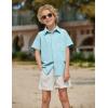 Arshiner Boys Button Down Shirt 100% Cotton Short Sleeve Shirt Solid Summer Beach Shirts with Pocket Size 4-14 Years(Blue)